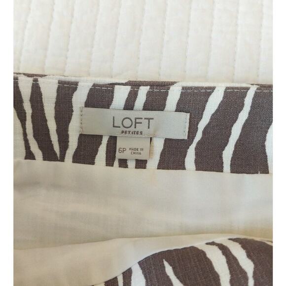 Loft 6P 6 Petite Brown Zebra Mini Skirt Ann Taylor - Picture 3 of 3